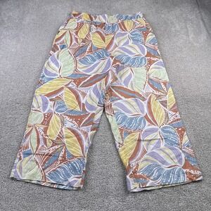 C and C California Pants Womens‎ Large Multicolor Floral Linen Wide Leg Pull On